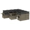 vidaXL 9 Piece Garden Sofa Set with Cushions Grey Poly Rattan