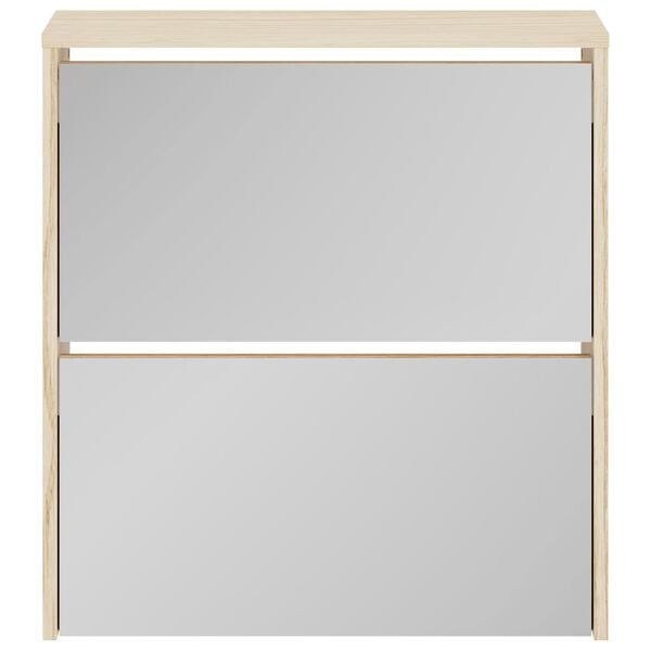 vidaXL Shoe Cabinet 2-Layer Mirror Oak 63x17x67 cm