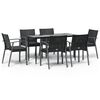 vidaXL 7 Piece Garden Dining Set with Cushions Poly Rattan and Steel
