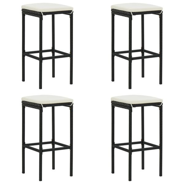 vidaXL 5 Piece Garden Bar Set with Cushions Poly Rattan Black