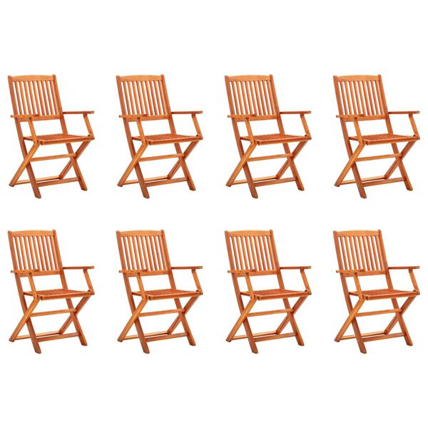 vidaXL Folding Garden Chairs 8 pcs Solid Eucalyptus Wood