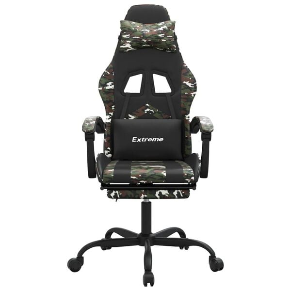 vidaXL Gaming Chair with Footrest Black and Camouflage Faux Leather