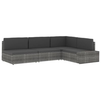 vidaXL Sectional Corner Sofa with Left Armrest Poly Rattan Brown