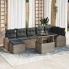 vidaXL Garden Sofa Set with Cushion 8 pcs Grey Poly rattan