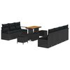 vidaXL Garden Sofa Set 10 pcs 9-Seater Black