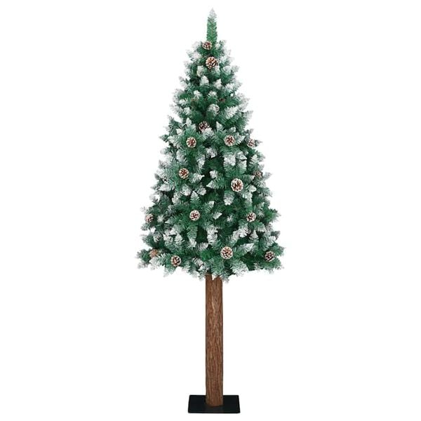 vidaXL Slim Christmas Tree Green 210 cm PVC and Solid Pine wood