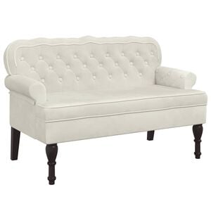 vidaXL Bench with Backrest Cream 119.5x64.5x75 cm Velvet