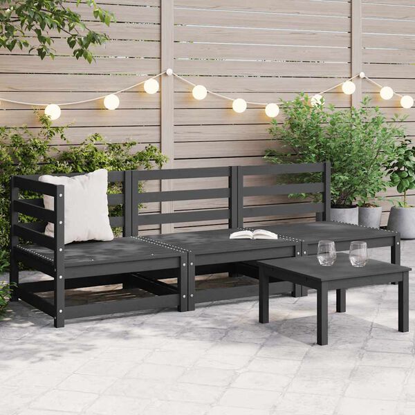 vidaXL 3 Piece Garden Lounge Set Grey Solid Pinewood