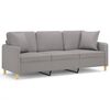 vidaXL 3-Seater Sofa with Pillows&Cushions Light Grey 180 cm Fabric