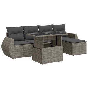 vidaXL 6 Piece Garden Sofa Set with Cushions Grey Poly Rattan