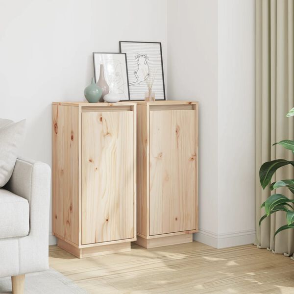 vidaXL Sideboards 2 pcs 31.5x34x75 cm Solid Wood Pine