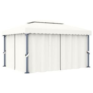 vidaXL Gazebo with Curtain 4x3 m Cream White Aluminium