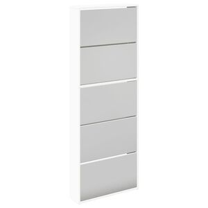 vidaXL Shoe Cabinet 5-Layer Mirror White 63x17x169.5 cm