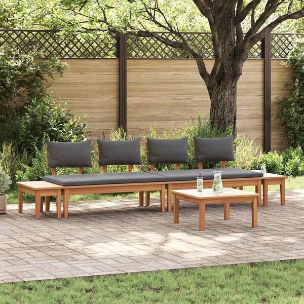 vidaXL Garden Bench Set with Cushion with Storage 5 pcs Brown and Grey