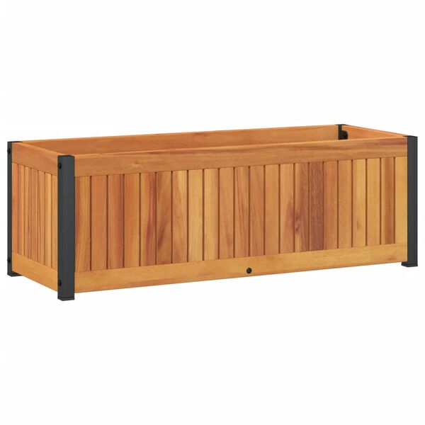 vidaXL Garden Planter 80x30x27.5 cm Solid Wood Acacia and Steel