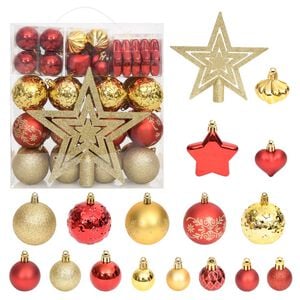 vidaXL Christmas Bauble Set | Gold and Red | Plastic | Assorted Sizes