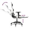vidaXL Gaming Chair with Footrest White and Black Faux Leather