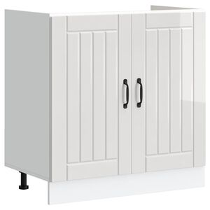 vidaXL Sink Base Cabinet "Lucca" High Gloss White Engineered Wood