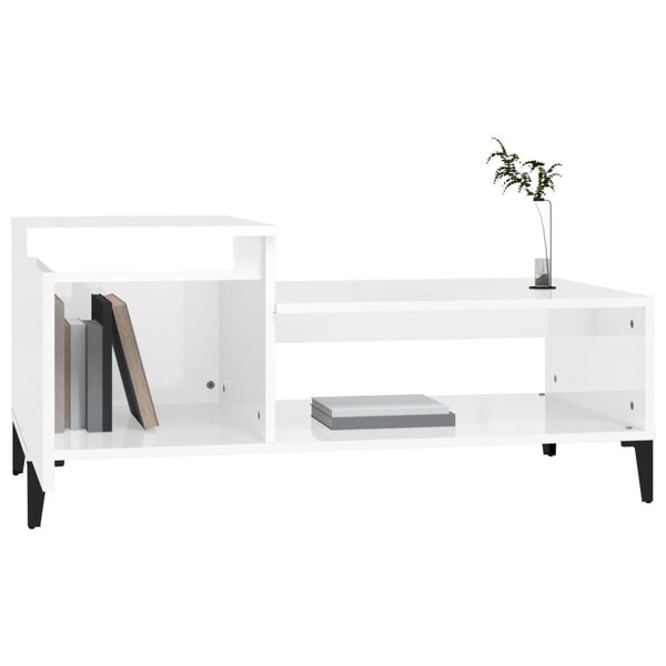 vidaXL Coffee Table High Gloss White 100x50x45 cm Engineered Wood
