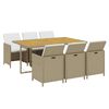 vidaXL 7 Piece Garden Dining Set with Cushions Poly Rattan Beige