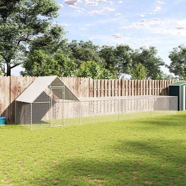 vidaXL Chicken Coop 8x2x2 m Galvanised Steel