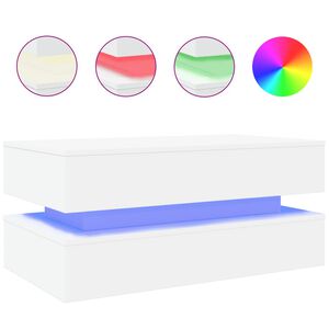 vidaXL Coffee Table with LED Lights White 90x50x40 cm