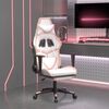 vidaXL Gaming Chair with Footrest White and Pink Faux Leather