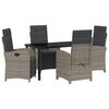 vidaXL Garden Dining Set 5 pcs Grey Poly Rattan