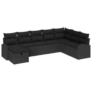 vidaXL Garden Sofa Set with Cushion 8 pcs Black Poly rattan