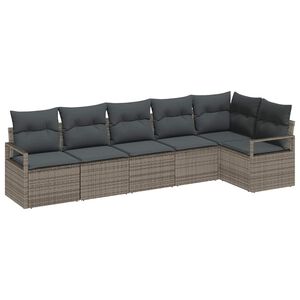 vidaXL Garden Sofa Set with Cushion 6 pcs Grey Poly Rattan