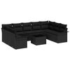 vidaXL Garden Sofa Set with Cushion 10 pcs Black Poly Rattan