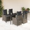 vidaXL 5 Piece Garden Dining Set with Cushions Grey Poly Rattan