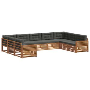 vidaXL Outdoor Sofa Set 9 pcs Natural and Anthracite Solid Acacia Wood