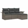 vidaXL Garden Sofa Set with Cushion 4 pcs Grey Poly rattan