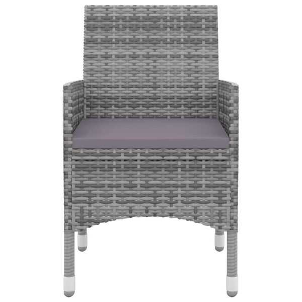 vidaXL 7 Piece Garden Dining Set with Cushions Poly Rattan and Glass