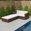 vidaXL 3 Piece Garden Lounge Set with Cushions Poly Rattan Brown