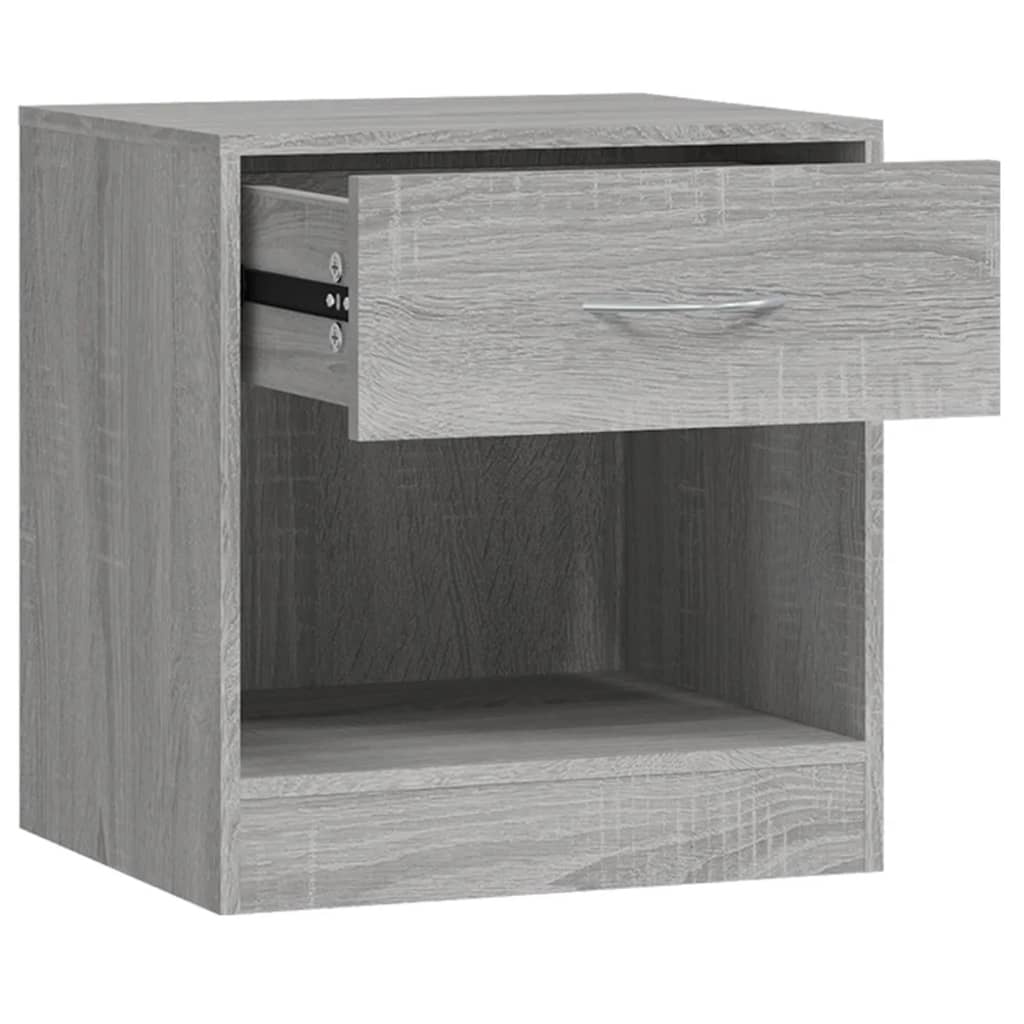 vidaXL Bedside Cabinets 2 pcs with Drawer Grey Sonoma