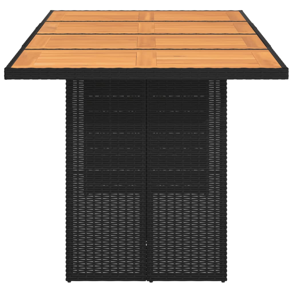 vidaXL Garden Table with Acacia Wood Top Black 190x80x74 cm Poly Rattan