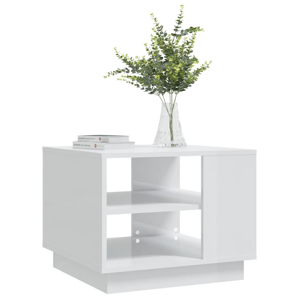 vidaXL Coffee Table High Gloss White 55x55x43 cm Engineered Wood