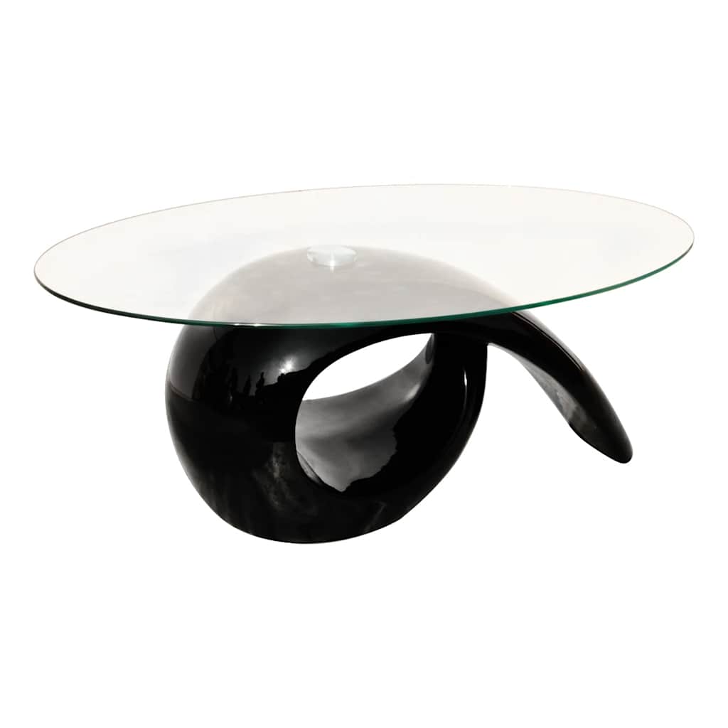 vidaXL Coffee Table with Oval Glass Top High Gloss Black | vidaXL.com.au