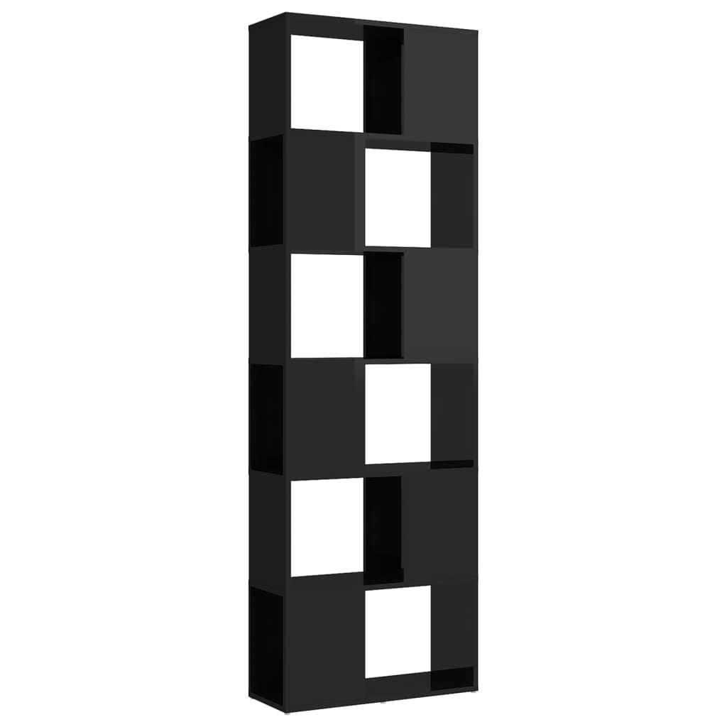 vidaXL Book Cabinet Room Divider High Gloss Black 60x24x186 cm