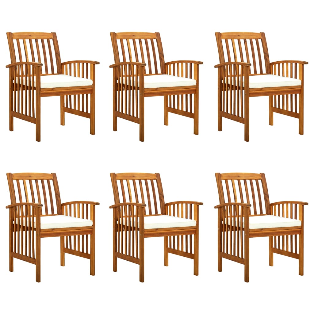 vidaXL Garden Dining Chairs 6 pcs with Cushions Solid Wood Acacia