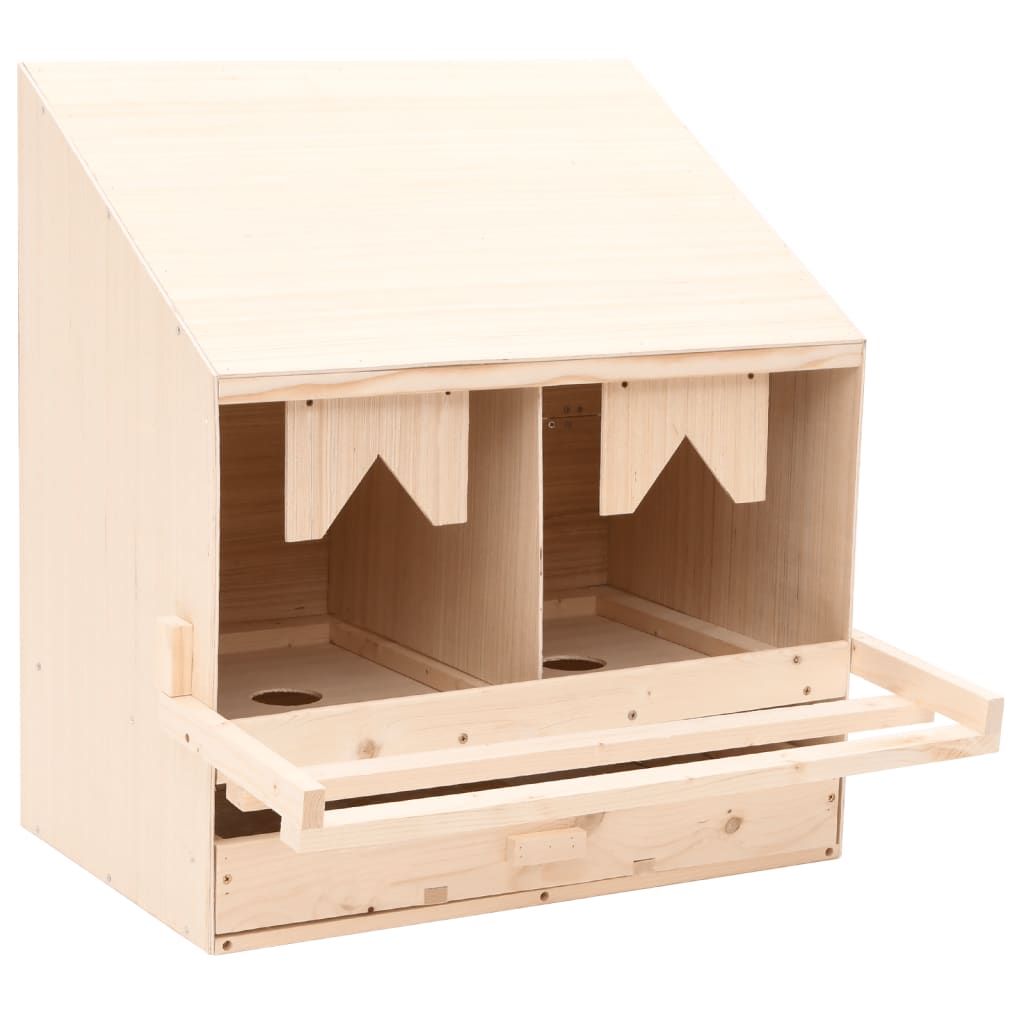 vidaXL Chicken Laying Nest 2 Compartments 63x40x65 cm Solid Pine Wood