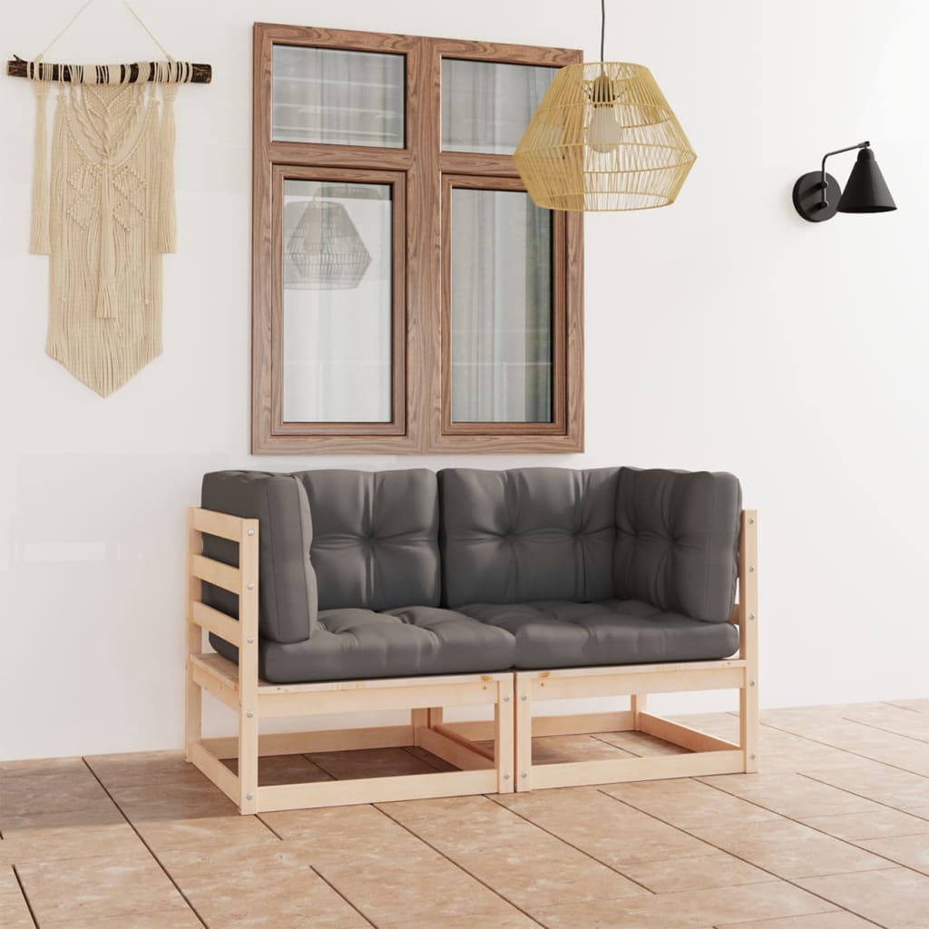 vidaXL 2-Seater Garden Sofa with Cushions Solid Pinewood