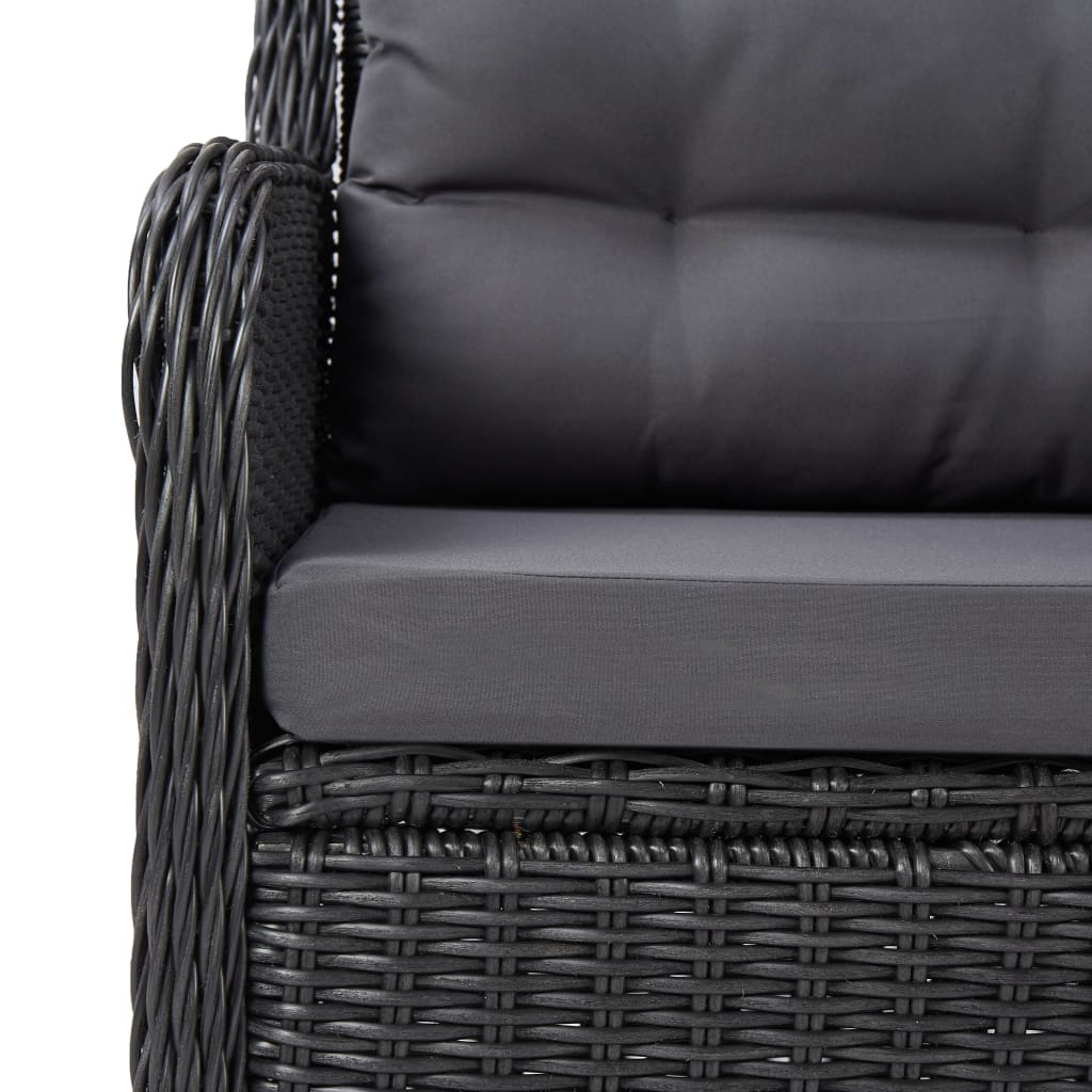 vidaXL Garden Chairs 2 pcs with Cushions Poly Rattan Black