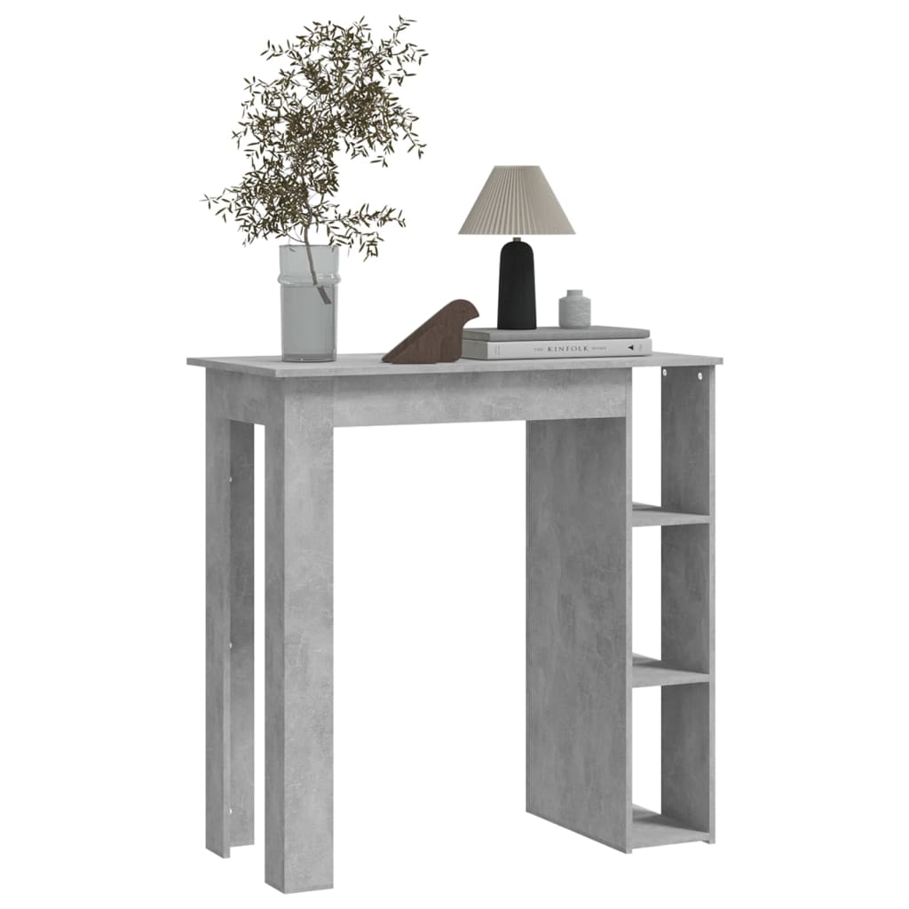 vidaXL Bar Table with Shelf Concrete Grey 102x50x103.5 cm Engineered Wood