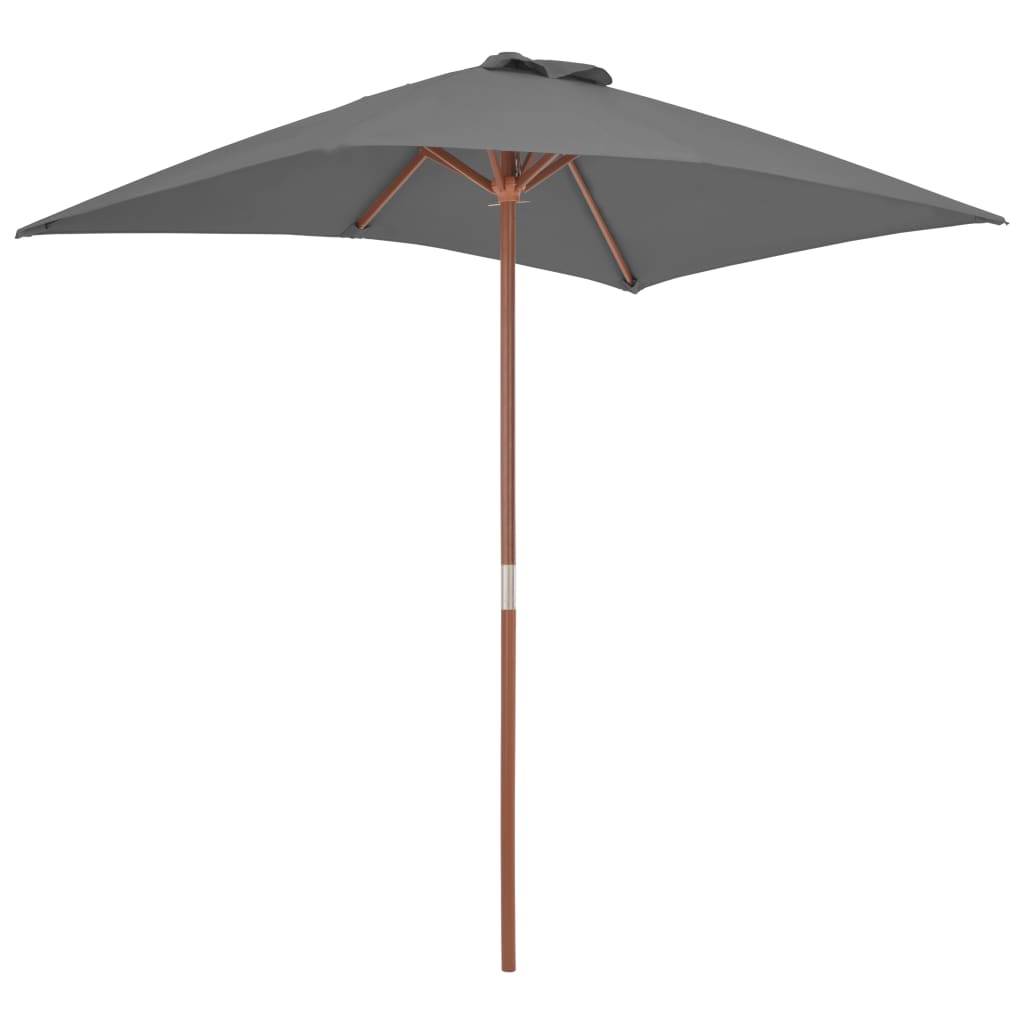 vidaXL Outdoor Parasol with Wooden Pole 150x200 cm Anthracite