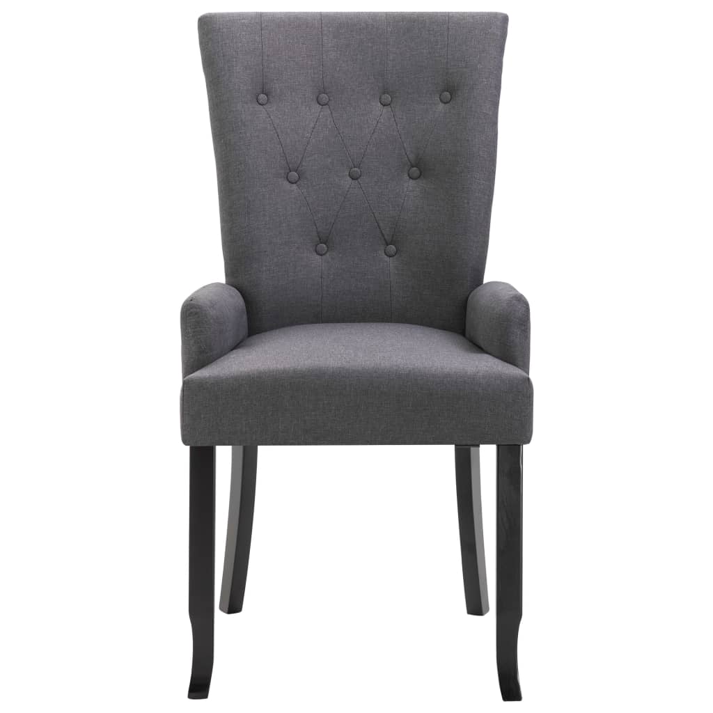 vidaXL Dining Chairs with Armrests 2 pcs Dark Grey Fabric