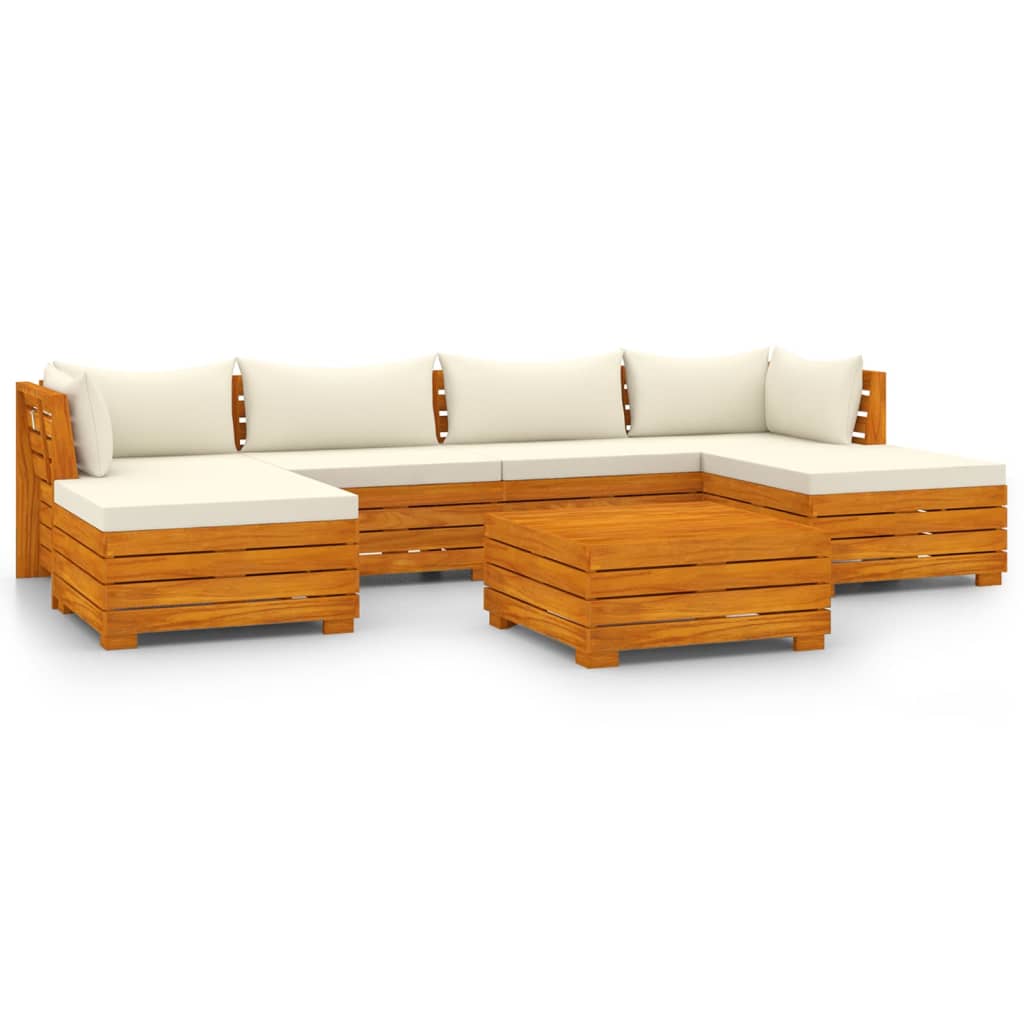 vidaXL 7 Piece Garden Lounge Set with Cushions Solid Wood Acacia