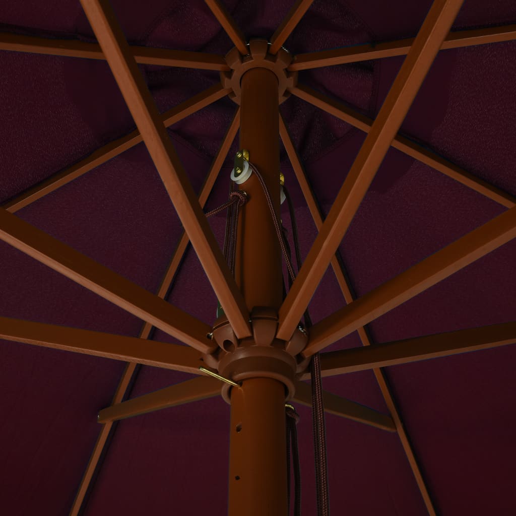 vidaXL Outdoor Parasol with Wooden Pole 330 cm Burgundy